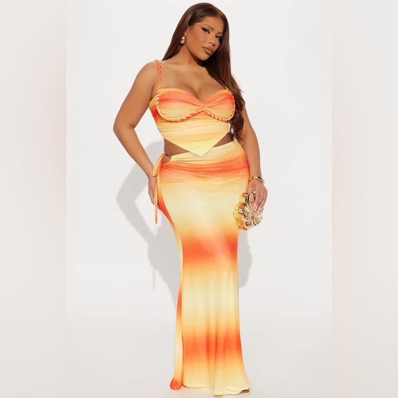 Fashion Nova Serena Mesh Maxi Skirt Set - Picture 1 of 14